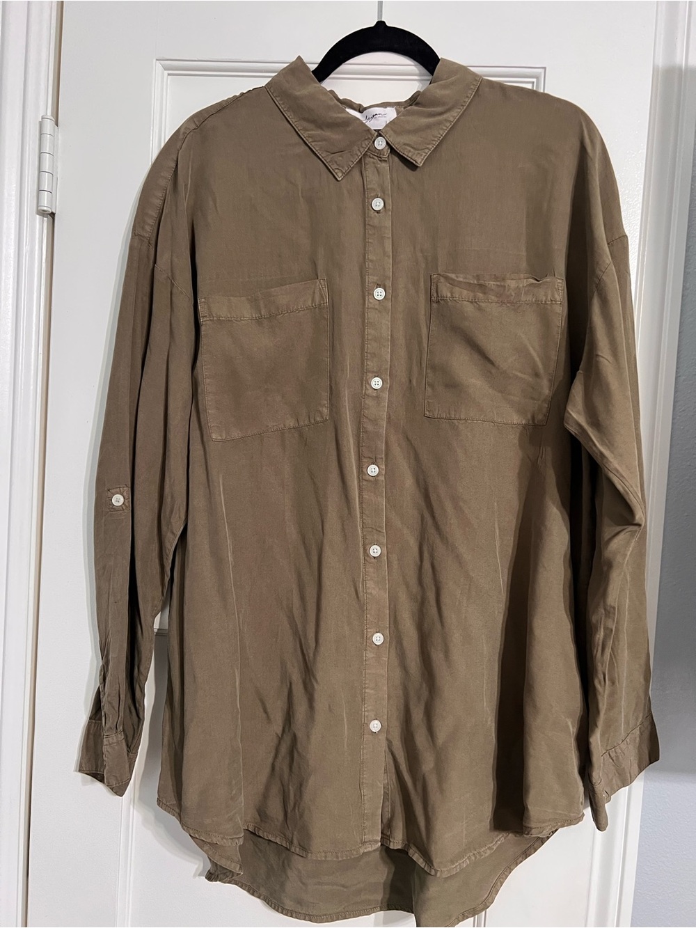 Classic woman’s Button-Down Shirt in Olive green